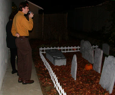 Maureen and Robert inspecting the graveyard