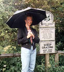 Britta at the White Horse Sign